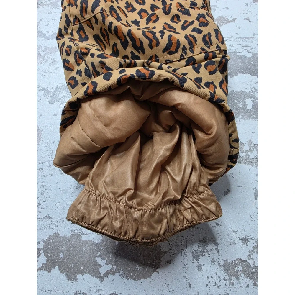 Amazon Essentials Kids Leopard Print Snow Bibs Insulated Overalls Small Brown